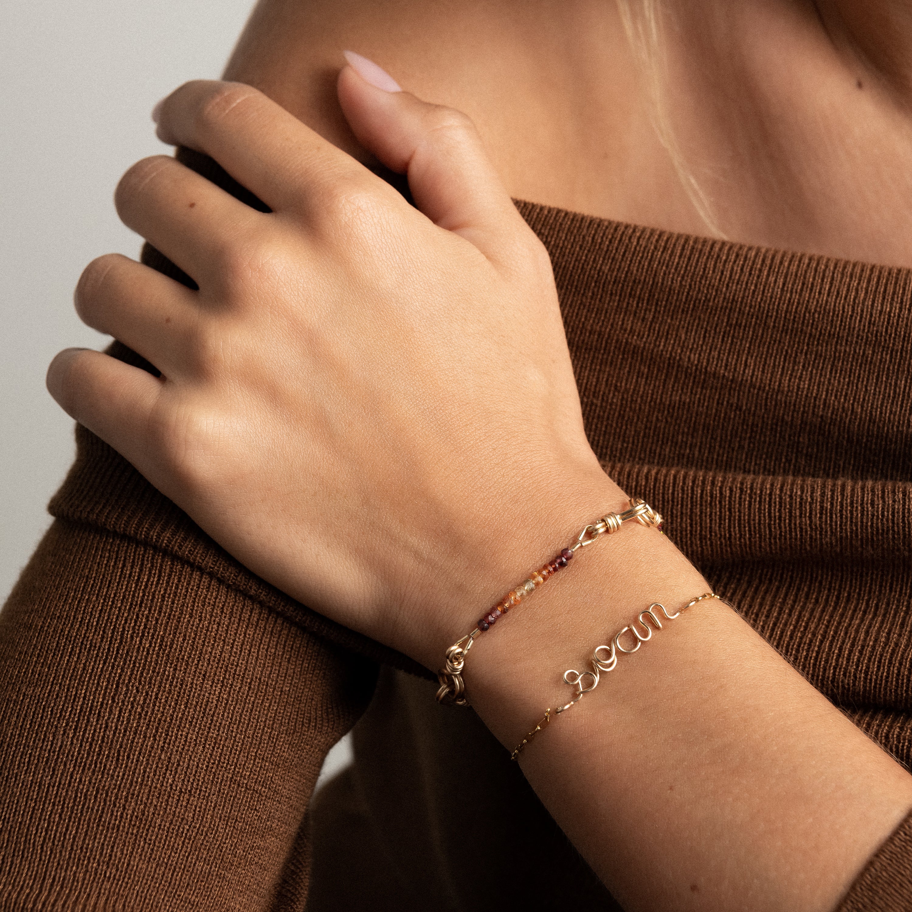 Richelieu Personalized Rectangle Chain Bracelet - 14k yellow gold filled