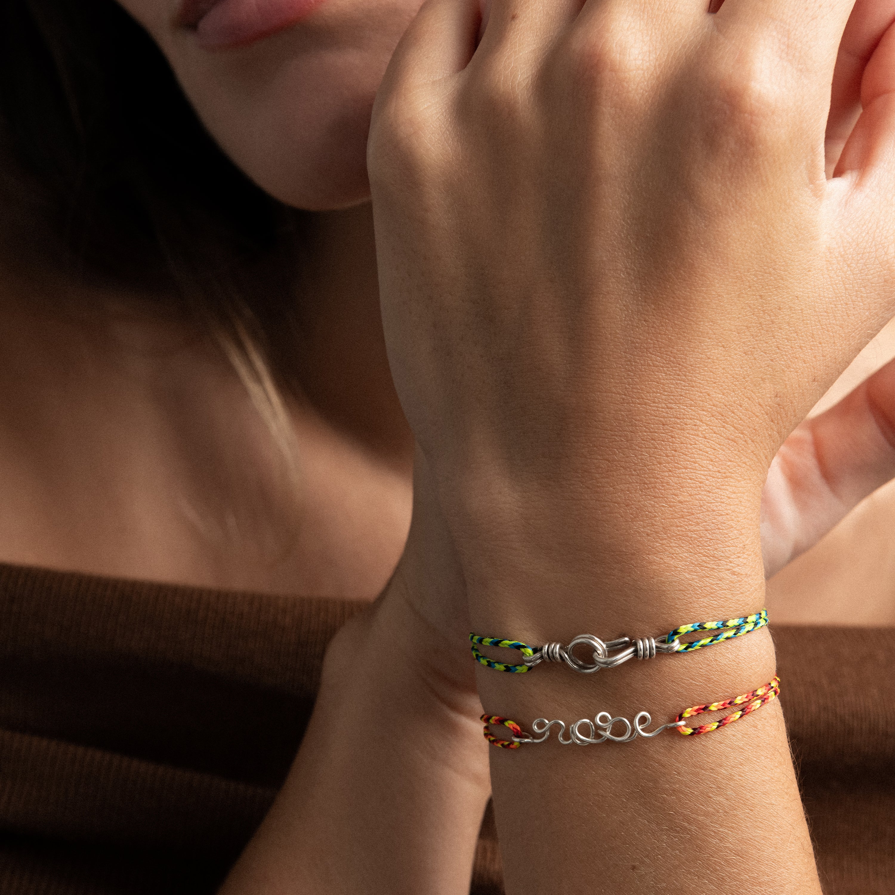 Bracelet Cordon Slim Knot Personnalisé - argent