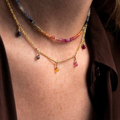 alternate image of Rivière Choker Necklace - rainbow sapphire
