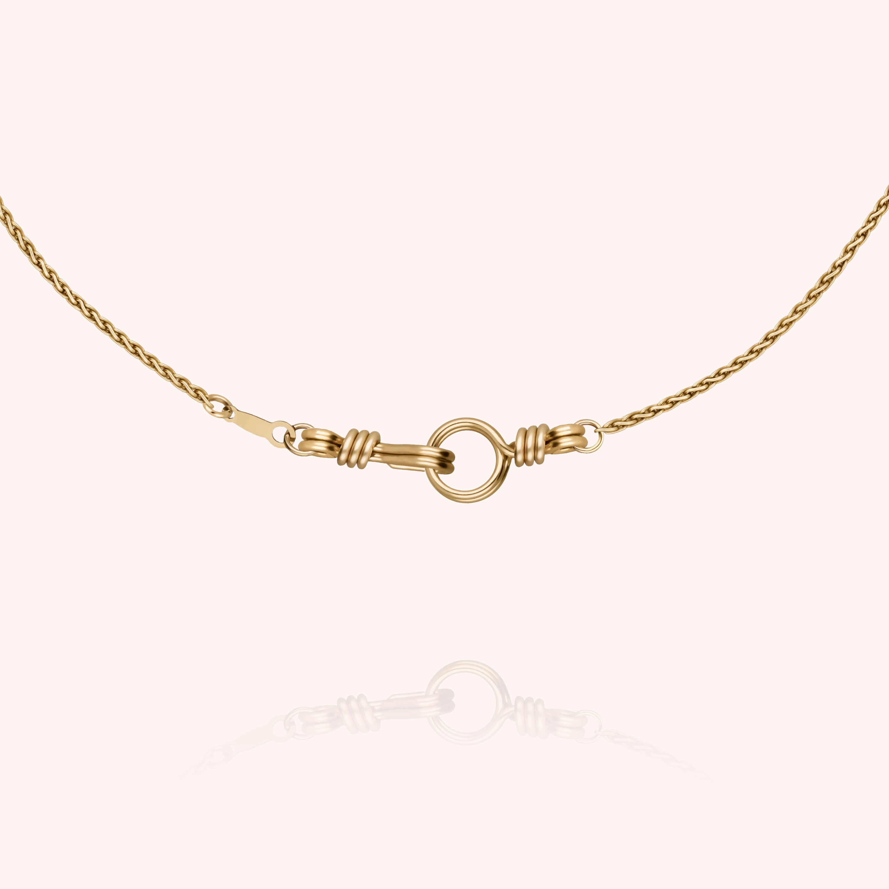 Collier Chaîne Rope Attache moi — détail façonnage à la main, or jaune laminé