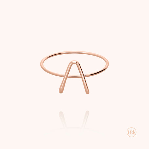 alternate image of Capital Initial Ring - 18k rose gold
