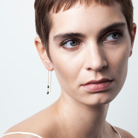 alternate image of Single Nonza Chain Earring - emerald