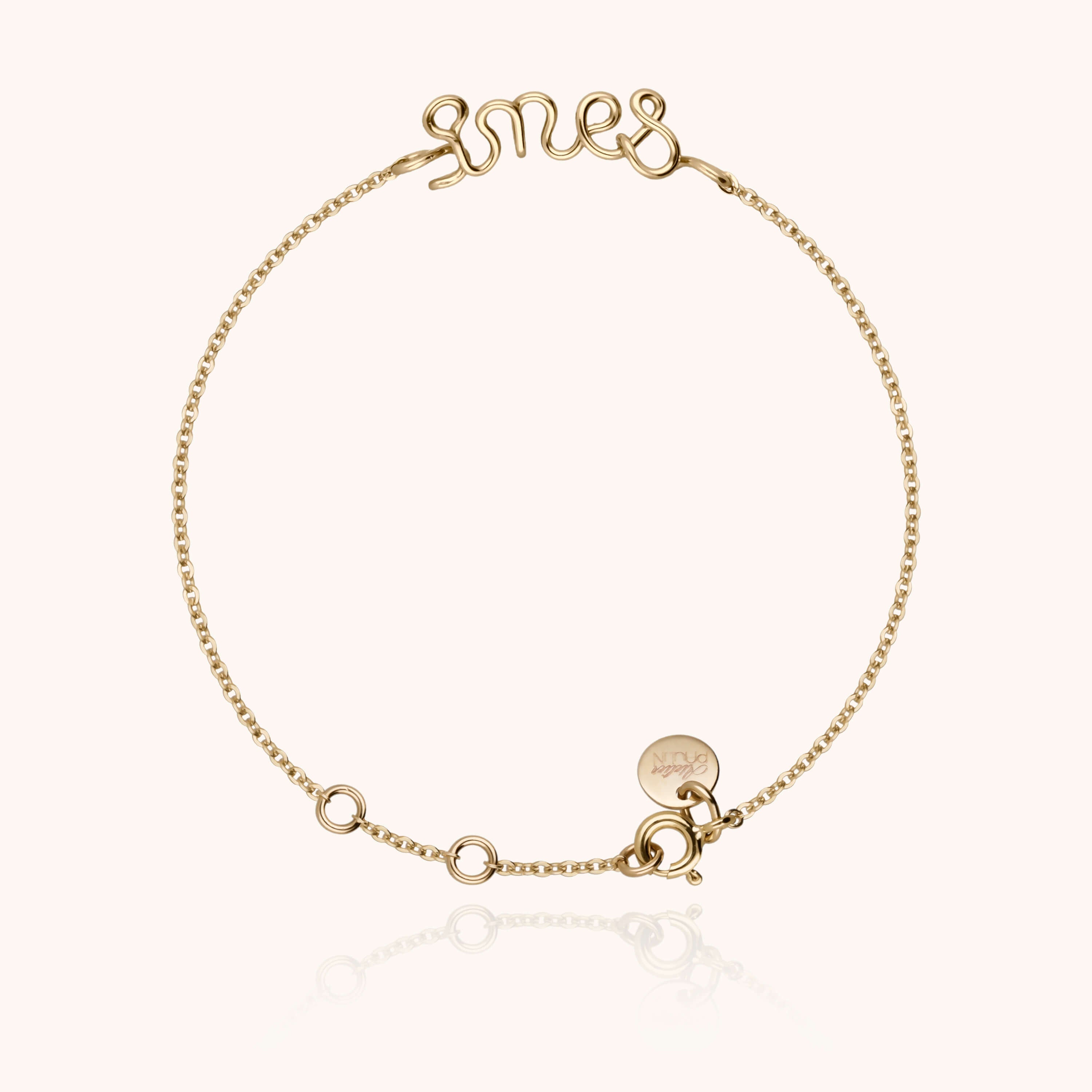 Bracelet personnalisé chaine or jaune laminé fait main atelier