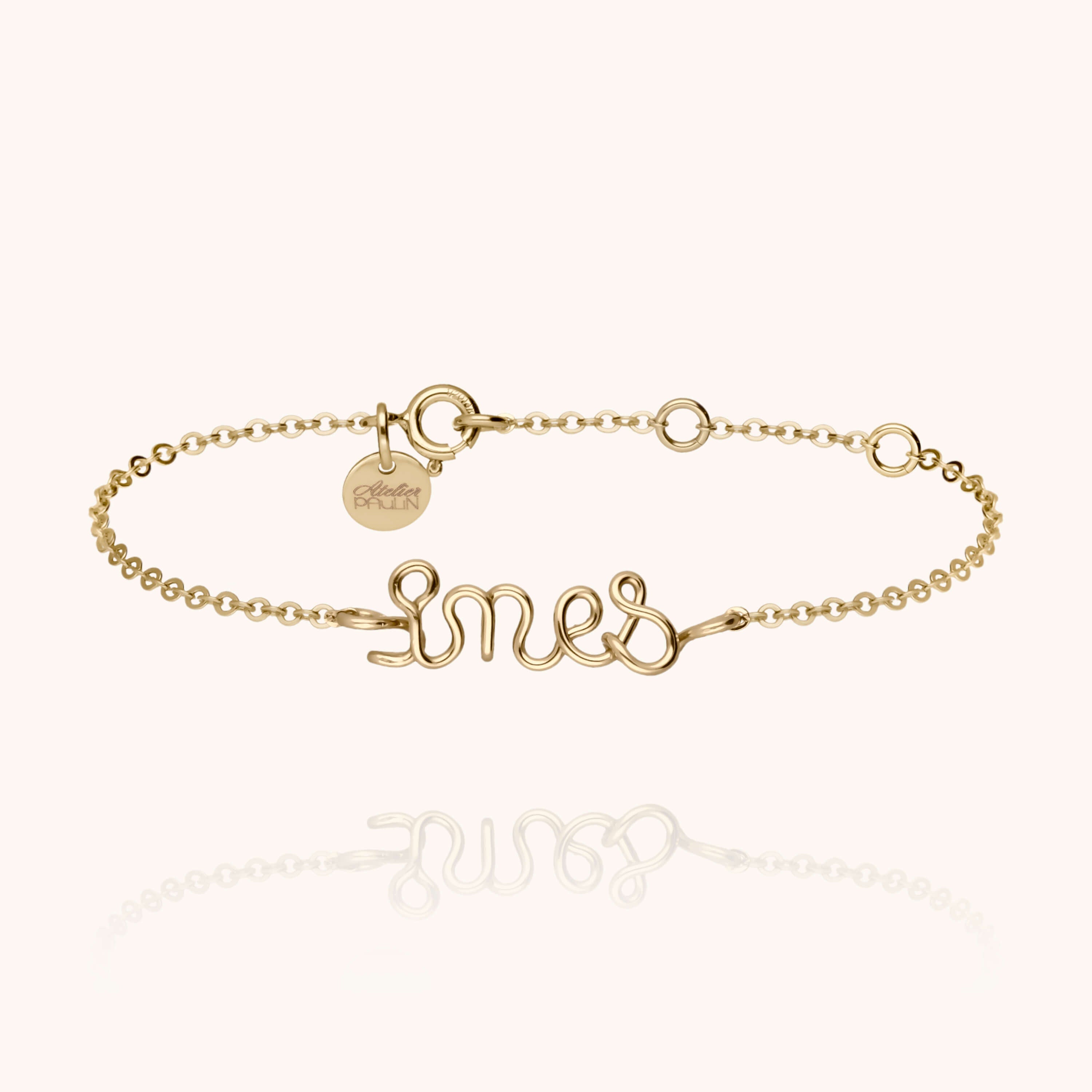 Bracelet Richelieu message personnalisé or laminé style contemporaine