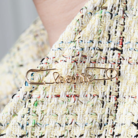 alternate image of Safety Pin Personalized Brooch - 18k yellow gold