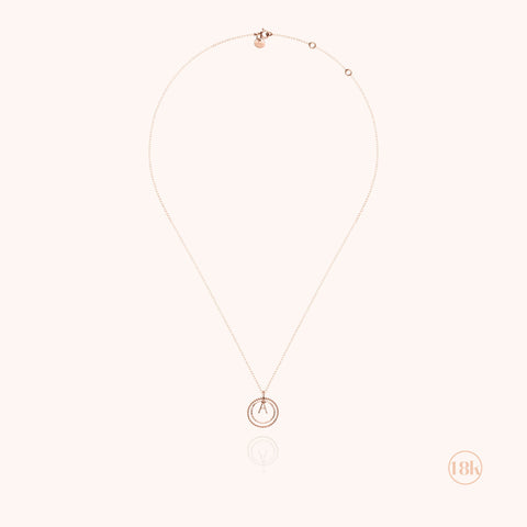 alternate image of Medallion Initial Necklace - 18k rose gold